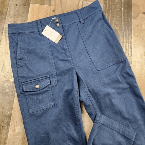 J Jill Womens size 10 Everyday Blue Utility Tapered Leg Cargo Pants - Picture 2 of 10